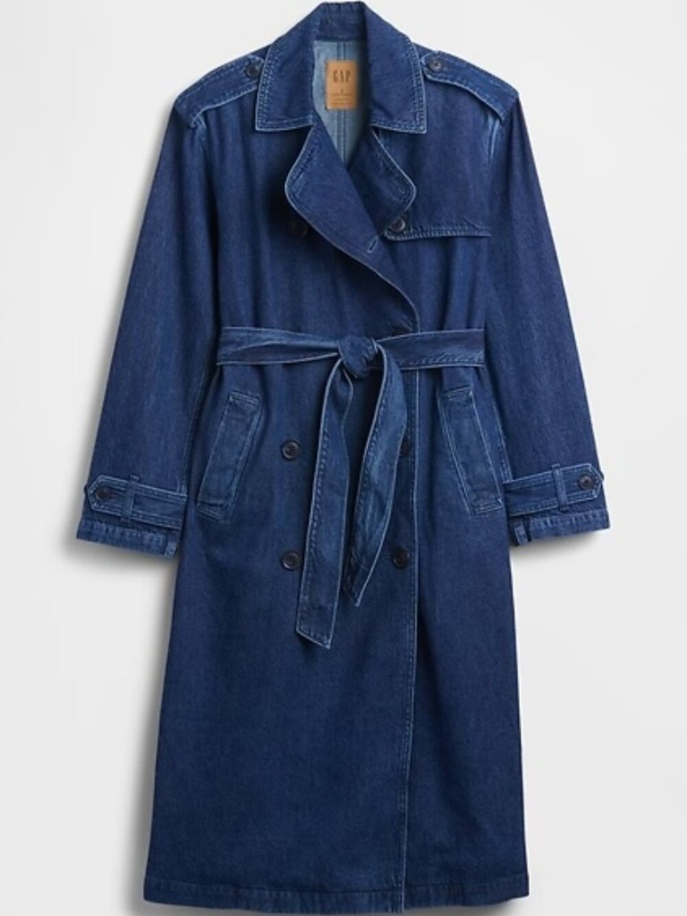 GAP UltraSoft Denim Trench Coat – Dark Indigo Blue – Size [ L TALL ]